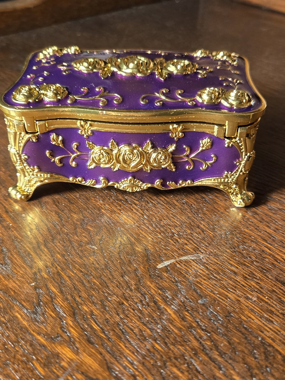 Purple and Gold Ornate Decorative Jewelry Music Box - Picture 6 of 10